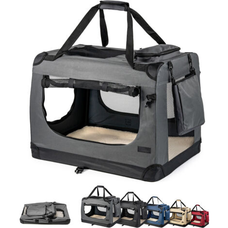 lionto Hundetransportbox Hundetasche Hundebox faltbare Kleintiertasche, (XL) 82x58x58 cm grau