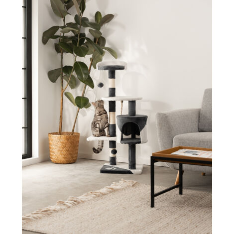lionto Kratzbaum Kletterbaum Katzenkratzbaum Höhe 112 cm, grau/weiß