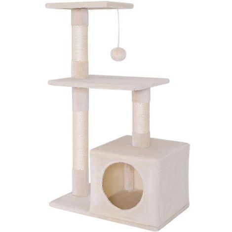 lionto Kratzbaum Kletterbaum Katzenkratzbaum Katzenbaum Höhe 85 cm Beige