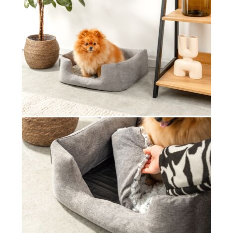 lionto Hundebett Hundekissen Hundekörbchen mit Wendekissen meliert Größe S 60x50 cm Farbe grau