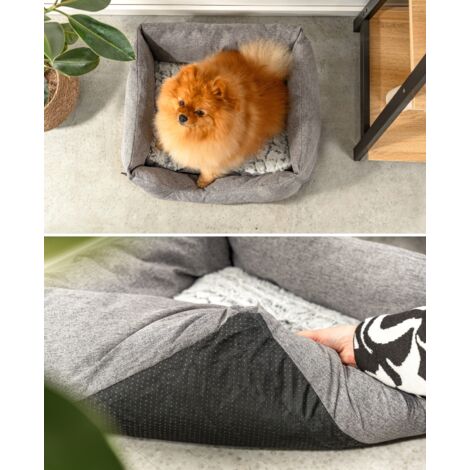 lionto Hundebett Hundekissen Hundekörbchen mit Wendekissen meliert Größe S 60x50 cm Farbe grau