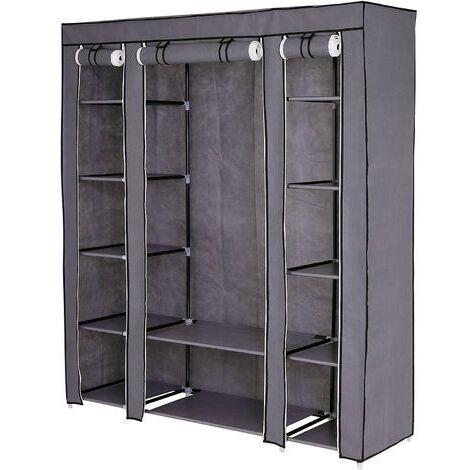 dibea Stoffschrank 175x150x45 cm (Kleiderschrank, Faltschrank), grau