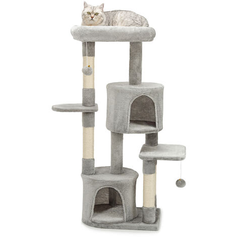 lionto Kratzbaum für Katzen Kletterbaum Katzenbaum Höhe 115 cm, hellgrau