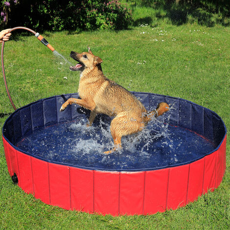lionto Faltbarer Hundepool, Schwimmbecken für Hunde, Hundebad, Größe S (80  cm Durchmesser / Höhe 20 cm)