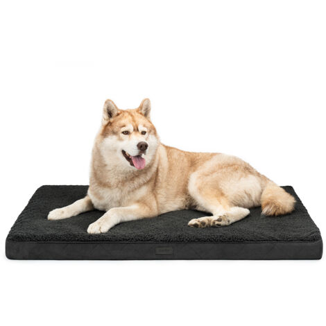 lionto orthopädisches Hundebett, 112x81x8 cm, für Hunde & Katzen, schwarz