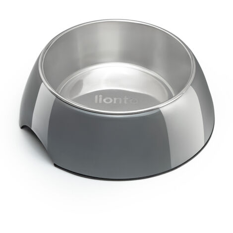 lionto Futternapf aus Melamin, 940ml, rutschfest, für Hunde & Katzen, grau