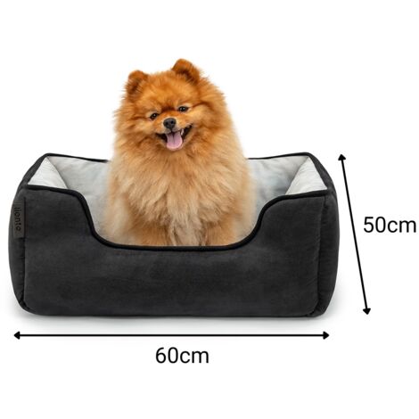 lionto 2-in-1 Hundebett Hundekissen Hundekörbchen Hundesofa Größe S 60x50 cm schwarz/grau