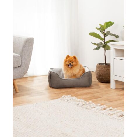lionto 2-in-1 Hundebett Hundekissen Hundekörbchen Hundesofa Größe S 60x50 cm dunkelgrau/grau