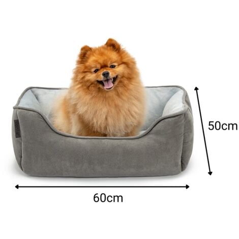 lionto 2-in-1 Hundebett Hundekissen Hundekörbchen Hundesofa Größe S 60x50 cm dunkelgrau/grau