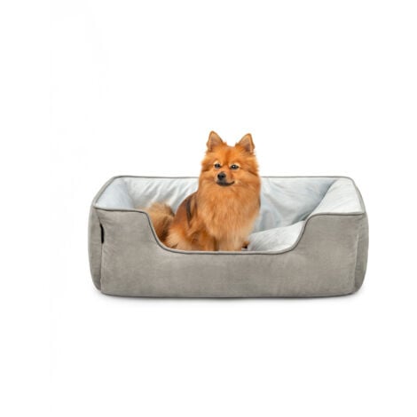 lionto 2-in-1 Hundebett Hundekissen Hundekörbchen Hundesofa Größe M 80x60 cm dunkelgrau/grau