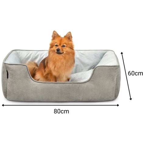 lionto 2-in-1 Hundebett Hundekissen Hundekörbchen Hundesofa Größe M 80x60 cm dunkelgrau/grau