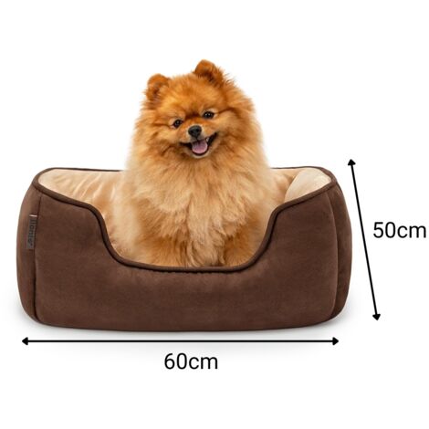lionto 2-in-1 Hundebett Hundekissen Hundekörbchen Hundesofa Größe S 60x50 cm Farbe braun/beige