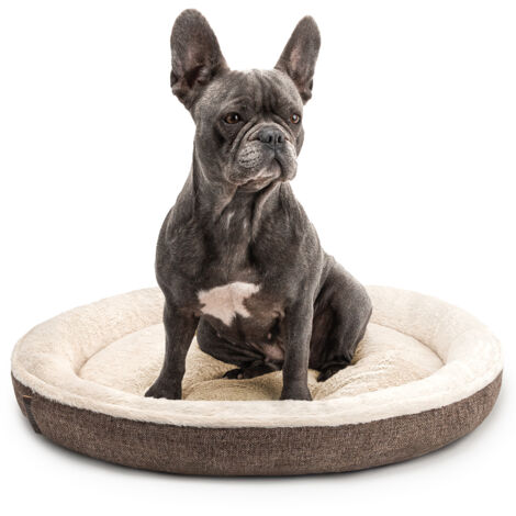 lionto Rundes Hundebett Hundekissen Hundesofa Katzenbett Donut (M) 65 cm, Braun