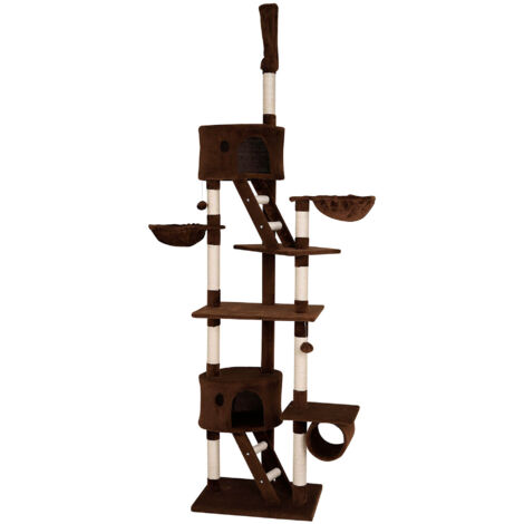 Kratzbaum Kletterbaum Katzenkratzbaum höhenverstellbar 230-250 cm braun