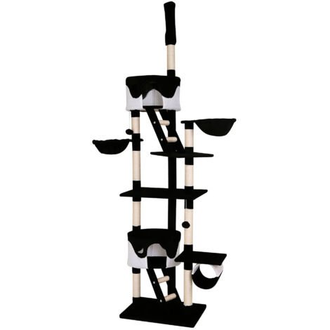 Kratzbaum Kletterbaum Katzenkratzbaum höhenverstellbar 230-250 cm schwarz / weiß