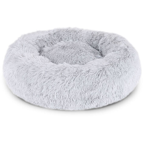 Hundebett rund Hundekissen Hundesofa Donut 50cm Durchmesser, hellgrau