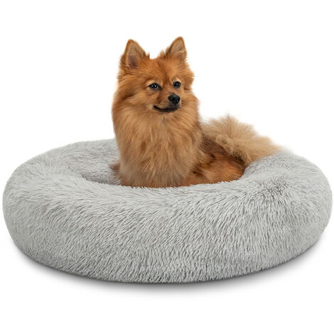 lionto Hundebett rund Hundekissen Hundesofa Donut 60cm Durchmesser, hellgrau