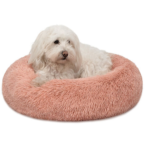 lionto Hundebett aus Plüsch in Donut-Form, 50 cm Durchmesser, rosa