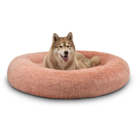lionto Hundebett aus Plüsch in Donut-Form, 120 cm Durchmesser, rosa