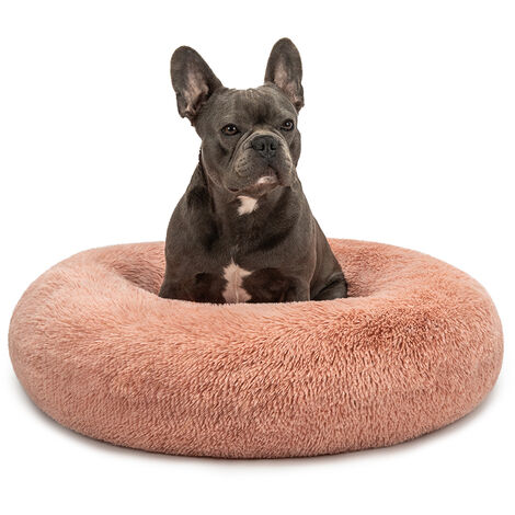 lionto Hundebett aus Plüsch in Donut-Form, 70 cm Durchmesser, rosa