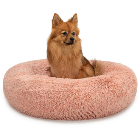 lionto Hundebett aus Plüsch in Donut-Form, 60 cm Durchmesser, rosa