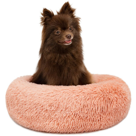 lionto Hundebett aus Plüsch in Donut-Form, 40 cm Durchmesser, rosa