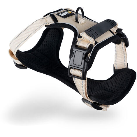 lionto Hundegeschirr gepolstert und reflektierend, Größe M, beige