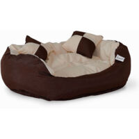 lionto 4-1-in Katzenbett aus Oxfordgewebe, Größe (S) 65x50 cm, braun/beige