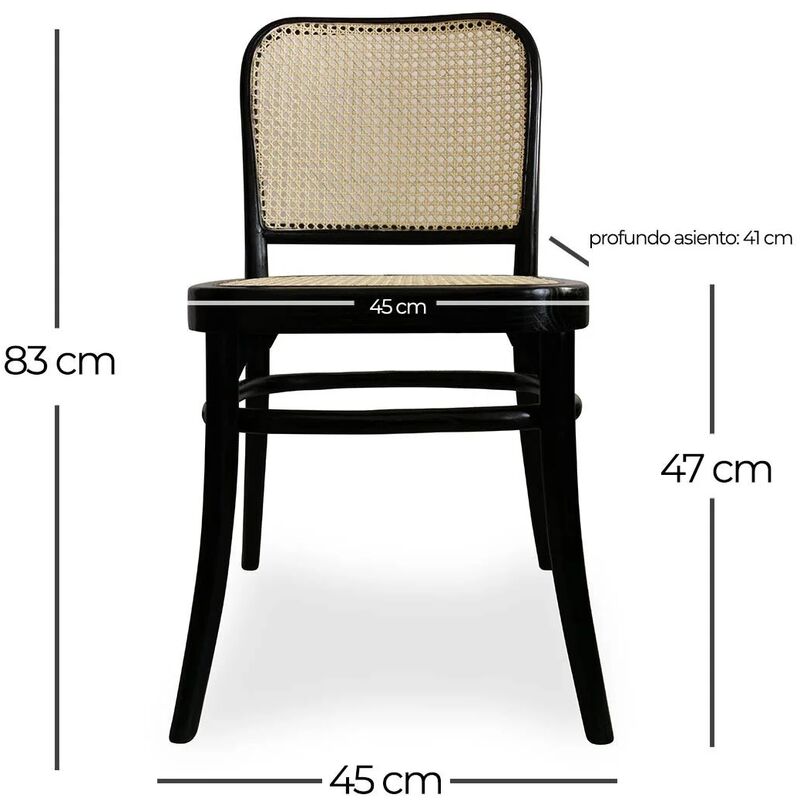 Silla Hannah con Reposabrazos Madera Negra Rattan