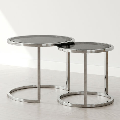 Set Of 2 Silver Frame Nesting coffee table Nest of Tables