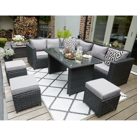 barcelona 9 seater rattan garden furniture dining