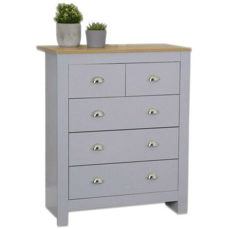 Country style 3+2 Chest of Drawer in Grey
