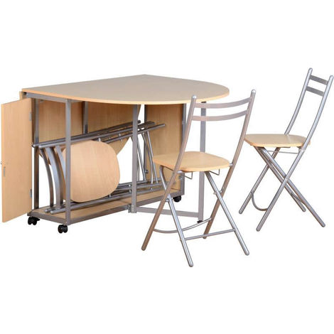 Folding Dining Table Set With 4 Charis, Foldaway Dining Room Table And Chairs
