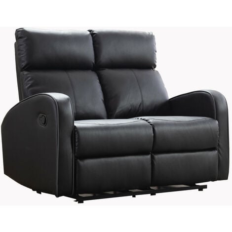 Boston Black Leather 2 Seater Recliner Sofa, Black Leather 3 Seater Sofa Argos