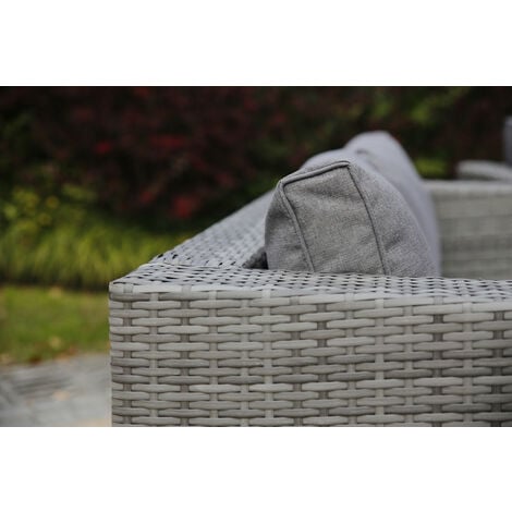 YAKOE VANCOUVER 7 SEATER RATTAN GARDEN SOFA SET IN GREY