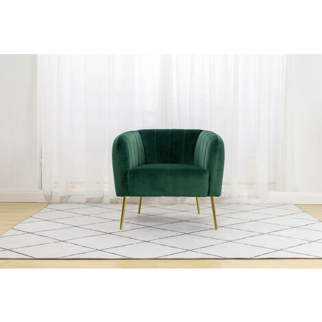 Roomee Russell Living room Velvet Fabric Armchair Modern Chair - Green