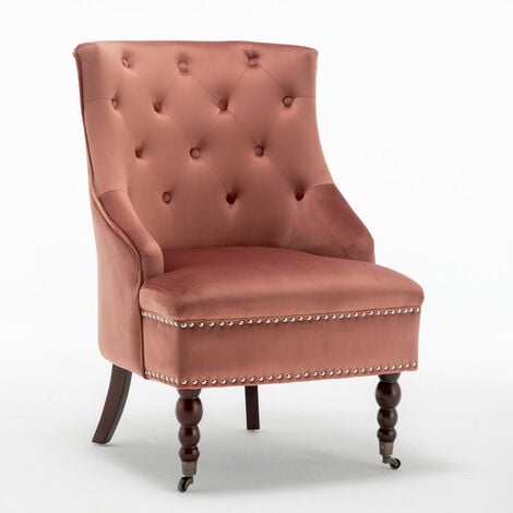 Upholstered Tufted Velvet accent Armchair in pink
