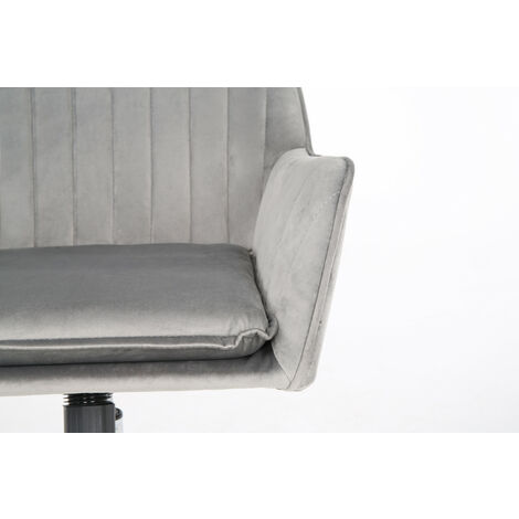 Velvet Desk Office Chair Swivel Chair with Chrome Base in Grey
