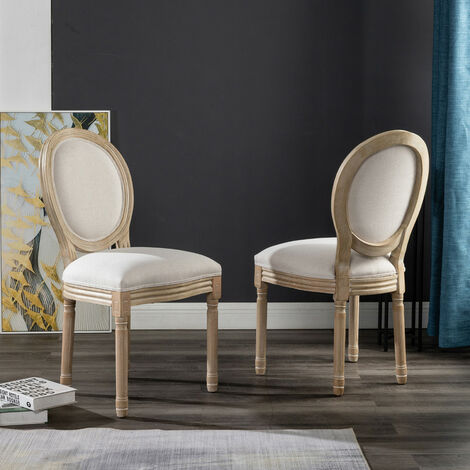 Set of 2 Classic Style Dining Chair Wooden Chair in Beige