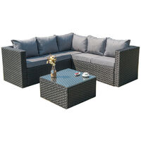 Vancouver 5 seater black rattan corner sofa best sale patio set