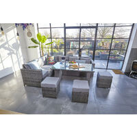 Barcelona Rattan garden furniture 9 seater Dining Corner sofa set Grey