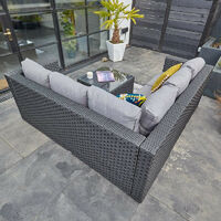 Outdoor Rattan Garden Furniture Vancouver 5 Seater Corner Sofa Patio Set With Raincover Black