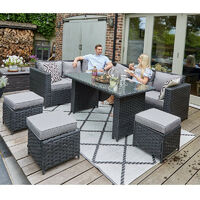 Barcelona Upgraded 9 Seater Outdoor Rattan Garden Furniture Classical Corner Dining Set-Black