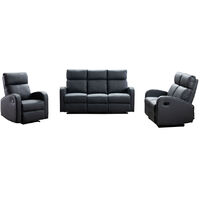 Boston Grey Leather 3+2+1 Seater Recliner Sofa Set