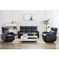 Boston Grey Leather 3+2+1 Seater Recliner Sofa Set