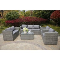 vancouver 7 seater rattan garden sofa set in black