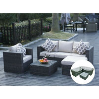 5 Seater New Rattan Garden Furniture Set Brown Sofa Table Chairs - Patio Conservatory - BROWN
