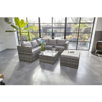 YAKOE VANCOUVER 6 SEATER MODULAR RATTAN SOFA SET IN GREY WITH FITTING COVER