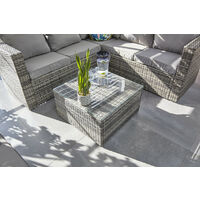 YAKOE VANCOUVER 6 SEATER MODULAR RATTAN SOFA SET IN GREY WITH FITTING COVER - grey