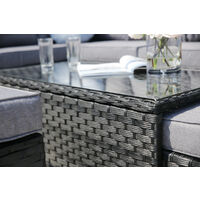 VANCOUVER 9 SEATER CORNER RATTAN GARDEN SET IN BLACK WITH FITTING COVER